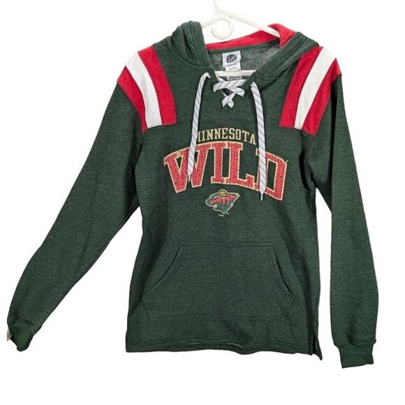 NHL Minnesota Wild Sweatshirt Mens Small Hoodie Pullover Hockey Green Red - Picture 1 of 9